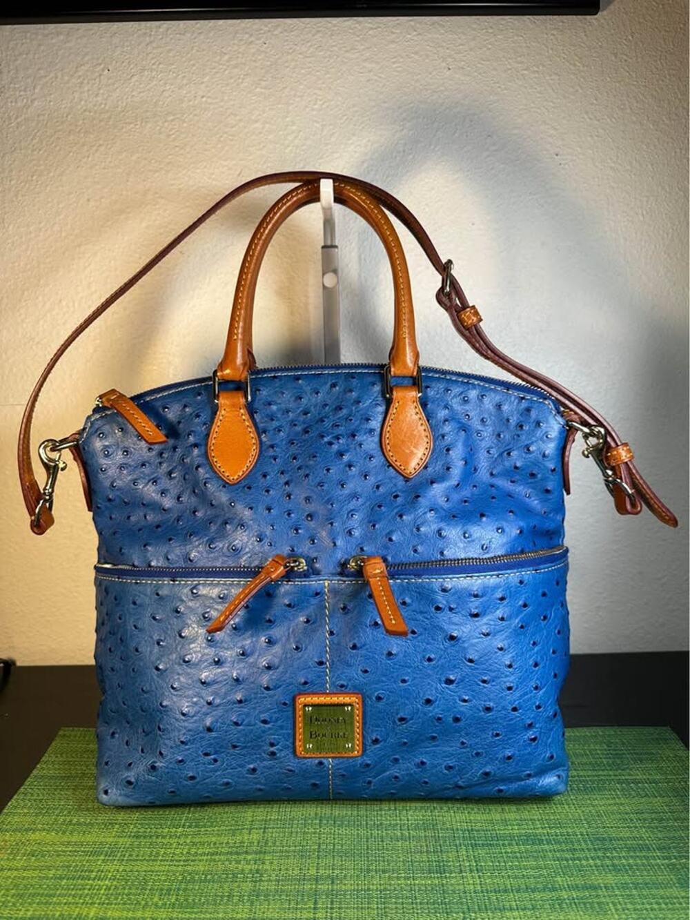 Dooney & Bourke Ostrich Embossed Satchel with Front Pockets